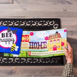 Evergreen Black Fleur Scroll Sassafras Floor Mat Indoor Outdoor Rubber Tray 18"x30" Fits Sassafras Inserts 10"x22" Black