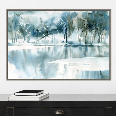 33" X 22" Blue Tree Reflections By Katrina Pete Framed Canvas Wall Art Gray Wash - Amanti Art 7 33" X 22" Blue Tree Reflections By Katrina Pete Framed Canvas Wall Art Gray Wash - Amanti Art - Image 5