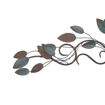 10" X 35" Metal Leaf Wall Decor Blue - Olivia & May 4 10" X 35" Metal Leaf Wall Decor Blue - Olivia & May - Image 2