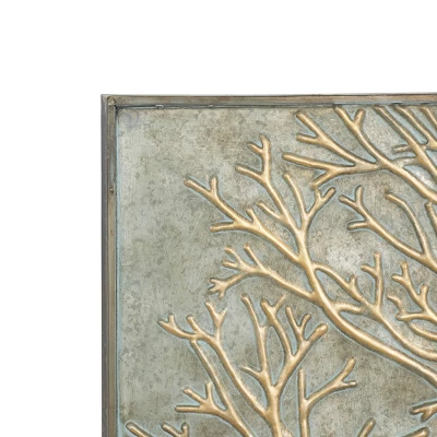 Metal Tree Wall Decor With Embossed Design Set Of 4 Brown - Olivia & May 8 Metal Tree Wall Decor With Embossed Design Set Of 4 Brown - Olivia & May - Image 6