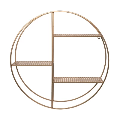 Transpac Metal 23.75 In. Gold 3-Shelf Round Wall Decor 3 Transpac Metal 23.75 In. Gold 3-Shelf Round Wall Decor