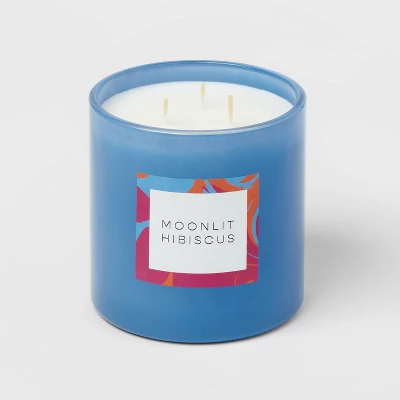 28oz Glass Moonlit Hibiscus Candle Light Blue - Opalhouse™ 4 28oz Glass Moonlit Hibiscus Candle Light Blue - Opalhouse™ - Image 2