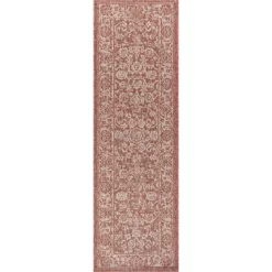 Tela Bohemian Inspired Textured Weave Floral Indoor/Outdoor Area Rug - JONATHAN Y