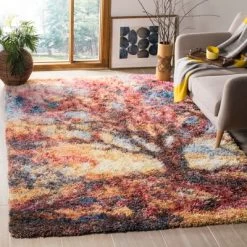 Rust/Blue Tree Loomed Area Rug 5'1"X7'6" - Safavieh