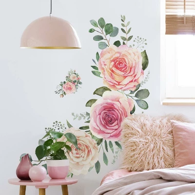 Roses Peel And Stick Giant Wall Decal Pink - RoomMates 6 Roses Peel And Stick Giant Wall Decal Pink - RoomMates - Image 4