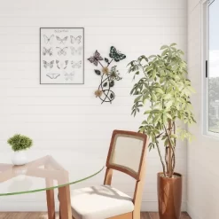 Hastings Home Garden Butterfly Metal Wall Art Decorative 3D Flowers For Modern Farmhouse - Hand-Painted Distressed Finish -Household Improvement Store GUEST a9791e19 f11f 45e0 82cb 6db8eb4fb78b