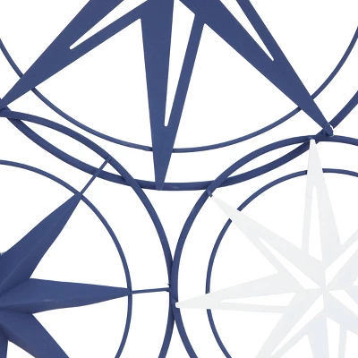 Metal Stars Indoor Outdoor Compass Wall Decor Blue - Olivia & May 4 Metal Stars Indoor Outdoor Compass Wall Decor Blue - Olivia & May - Image 2