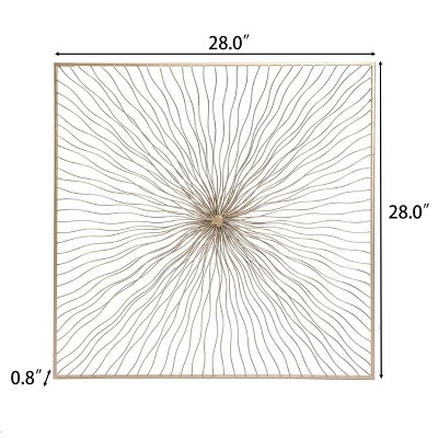 LuxenHome Gold Abstract Flower Square Metal Wall Art 9 LuxenHome Gold Abstract Flower Square Metal Wall Art - Image 7