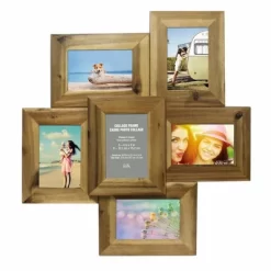 Studio Decor 6-Opening Decorative Rustic Natural Wood 4" X 6" Hanging Collage Picture Frame For Entryway, Stairway, Office, And Living Room (3 Pack)