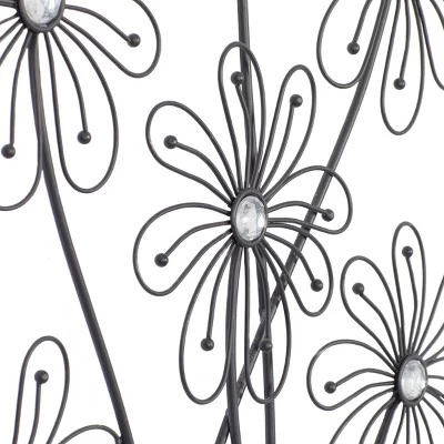Metal Floral 3D Wire Wall Decor With Crystal Embellishments Black - Olivia & May 9 Metal Floral 3D Wire Wall Decor With Crystal Embellishments Black - Olivia & May - Image 7