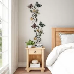 Hastings Home Garden Butterfly Metal Wall Art Decorative 3D Flowers For Modern Farmhouse - Hand-Painted Distressed Finish -Household Improvement Store GUEST ac9066ea 83c7 4973 804e f4cefaa186c7