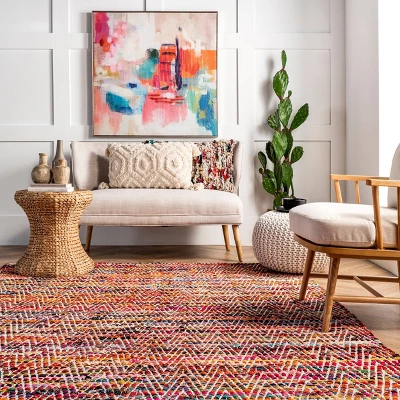 Hand Woven Chevron Rochell Rug - NuLOOM 4 Hand Woven Chevron Rochell Rug - NuLOOM - Image 2