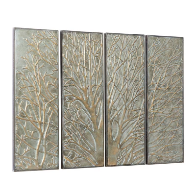 Metal Tree Wall Decor With Embossed Design Set Of 4 Brown - Olivia & May 9 Metal Tree Wall Decor With Embossed Design Set Of 4 Brown - Olivia & May - Image 7