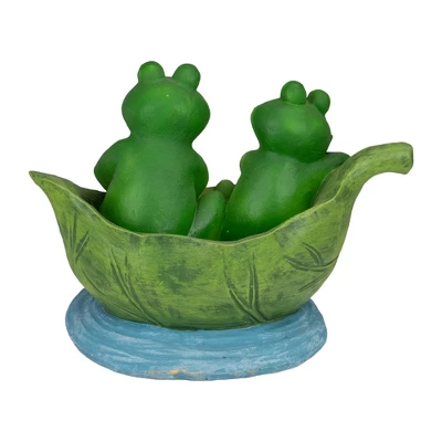 Northlight 10" Green Frogs In A Lily Pad Outdoor Garden Statue 5 Northlight 10" Green Frogs In A Lily Pad Outdoor Garden Statue - Image 3