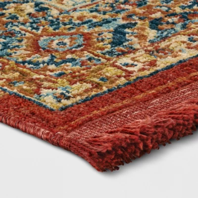 Damask Woven Persian With Fringe Rug - Threshold 3 Damask Woven Persian With Fringe Rug - Threshold