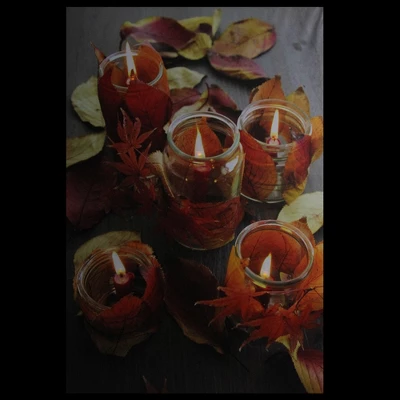 Northlight LED Lighted Autumn Leaves And Flickering Candles Canvas Wall Art 23.5" X 15.75" 5 Northlight LED Lighted Autumn Leaves And Flickering Candles Canvas Wall Art 23.5" X 15.75" - Image 3