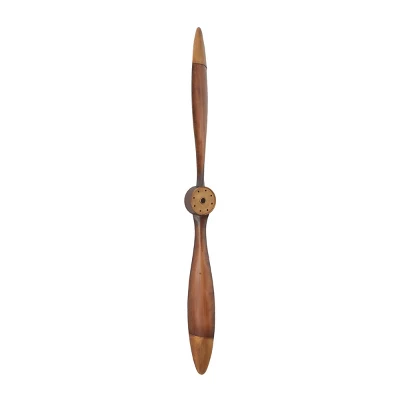 48" X 4" Metal Airplane Propeller 2 Blade Wall Decor With Aviation Detailing Brown - Olivia & May 4 48" X 4" Metal Airplane Propeller 2 Blade Wall Decor With Aviation Detailing Brown - Olivia & May - Image 2