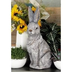 20" X 11" Magnesium Oxide Country Rabbit Garden Sculpture Gray - Olivia & May