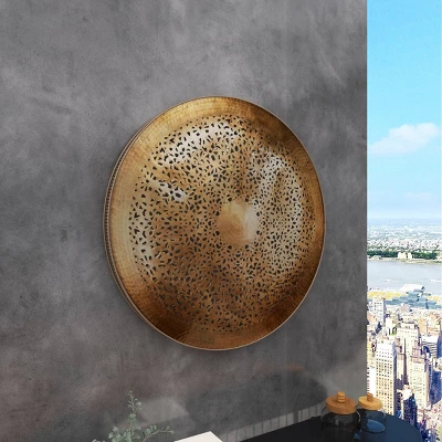 Metal Plate Wall Decor With Moroccan Pattern Gold - Olivia & May 13 Metal Plate Wall Decor With Moroccan Pattern Gold - Olivia & May - Image 11