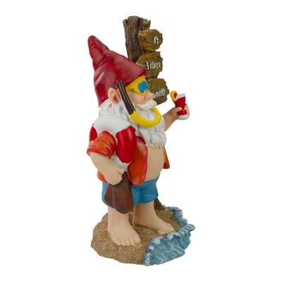 Northlight 10.5" Red And Blue Beach Gnome Outdoor Garden Statue 4 Northlight 10.5" Red And Blue Beach Gnome Outdoor Garden Statue - Image 2
