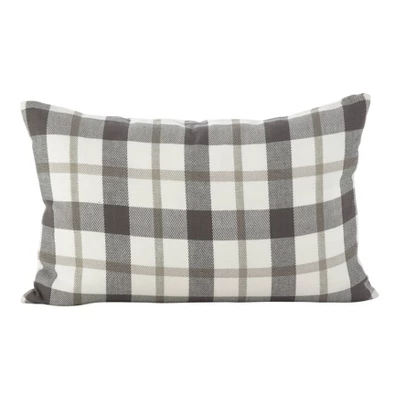 Plaid Down Filled Throw Pillow Gray - Saro Lifestyle 3 Plaid Down Filled Throw Pillow Gray - Saro Lifestyle