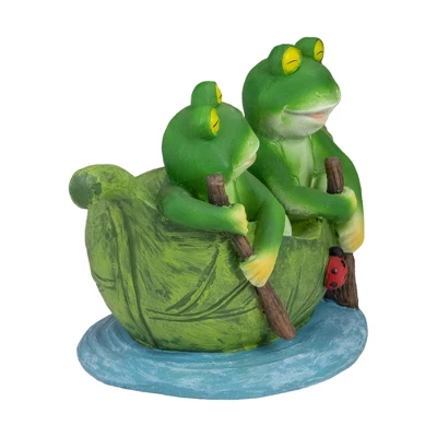 Northlight 10" Green Frogs In A Lily Pad Outdoor Garden Statue 4 Northlight 10" Green Frogs In A Lily Pad Outdoor Garden Statue - Image 2