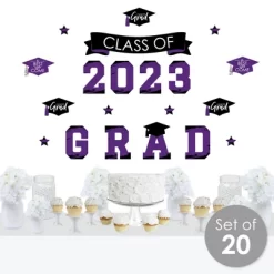 Big Dot Of Happiness Purple Class Of 2023 Graduation Party Wall Decals Set Of 20
