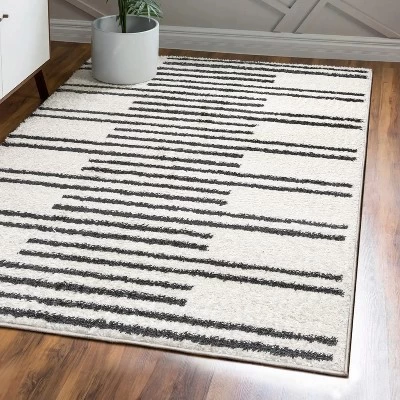 Petra Stripe Geometric Shag Area Rug - JONATHAN Y 14 Petra Stripe Geometric Shag Area Rug - JONATHAN Y - Image 12