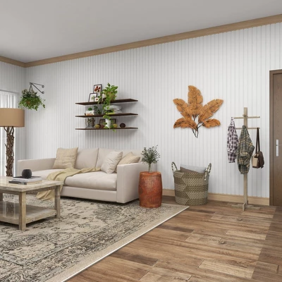 Metal Leaf Clutter Palm Wall Decor With Distressed Textured Brown - Olivia & May 4 Metal Leaf Clutter Palm Wall Decor With Distressed Textured Brown - Olivia & May - Image 2