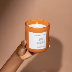 Sweet Water Decor Fall Leaves 15oz Orange Matte Jar Candle