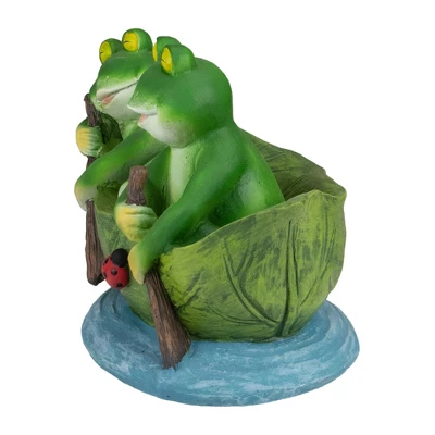 Northlight 10" Green Frogs In A Lily Pad Outdoor Garden Statue 6 Northlight 10" Green Frogs In A Lily Pad Outdoor Garden Statue - Image 4