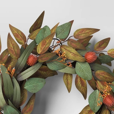 Fall Leaf Wreath Green - Threshold™ 4 Fall Leaf Wreath Green - Threshold™ - Image 2