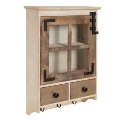 Hutchins Decorative Farmhouse Wood Wall Cabinet Rustic And White - Kate & Laurel All Things Decor