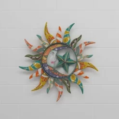 Metal Sun And Moon Indoor Outdoor Iron Wall Decor With Abstract Patterns - Olivia & May -Household Improvement Store GUEST c96e1e08 1368 4c65 8232 5b4b671d4d07