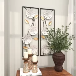 Set Of 2 Metal Floral Wall Decors With Black Frame White - Olivia & May -Household Improvement Store GUEST ca29ffb6 9d6a 4d6a aea5 84ddf3b6890a