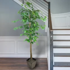 6' Artificial Ficus Tree In Embossed Metal Base (Square) – LCG Florals -Household Improvement Store GUEST caae891f 5e53 4228 901e 3052b7ebad60