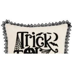 C&F Home 18" X 18" Trick Treat Black And White Embroidered Throw Halloween Pillow
