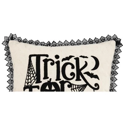 C&F Home 18" X 18" Trick Treat Black And White Embroidered Throw Halloween Pillow 3 C&F Home 18" X 18" Trick Treat Black And White Embroidered Throw Halloween Pillow