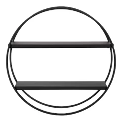 24" Diameter Sequoia Wood And Metal Round Wall Shelf - Kate & Laurel All Things Decor