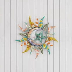 Metal Sun And Moon Indoor Outdoor Iron Wall Decor With Abstract Patterns - Olivia & May -Household Improvement Store GUEST d0c24a25 72a2 4087 b1a8 6774a178b07e