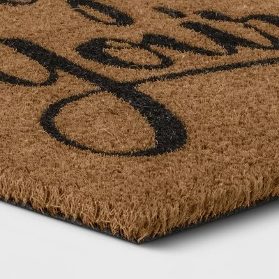 1'6"x2'6" Yay You're Here Coir Doormat Black/Beige - Threshold™ 3 1'6"x2'6" Yay You're Here Coir Doormat Black/Beige - Threshold™