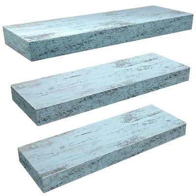 Sorbus Rustic Wood Hanging Rectangle Wall Shelves 13 Sorbus Rustic Wood Hanging Rectangle Wall Shelves - Image 11