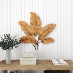 Metal Leaf Clutter Palm Wall Decor With Distressed Textured Brown - Olivia & May 18 Metal Leaf Clutter Palm Wall Decor With Distressed Textured Brown - Olivia & May -Household Improvement Store GUEST d58b873a 7d7e 400e b77f caf997a65083