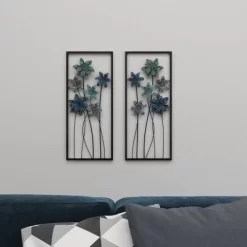 Metal Floral Wall Decor With Black Frame Set Of 2 Gray - Olivia & May -Household Improvement Store GUEST d5cd7d79 00ae 41fd bbb0 34ea6f15b5a1