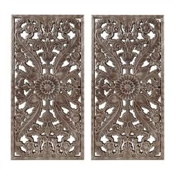 2pc Botanical Carved Wall Decor Panel Set Bronze - Madison Park