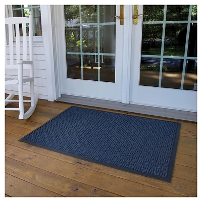 3'x4' Solid Doormat Blue/Black - HomeTrax 3 3'x4' Solid Doormat Blue/Black - HomeTrax