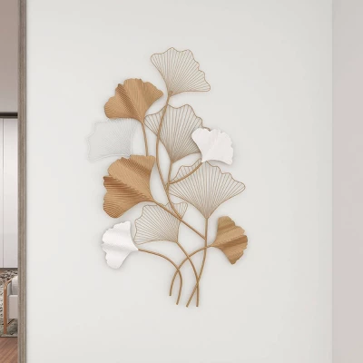 Glam Metal Leaf Wall Decor Gold - Olivia & May 6 Glam Metal Leaf Wall Decor Gold - Olivia & May - Image 4