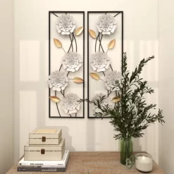 Set Of 2 Metal Floral Wall Decors With Black Frame White - Olivia & May -Household Improvement Store GUEST d92e856f fd4a 4524 b0fd 5dc239eb02e5