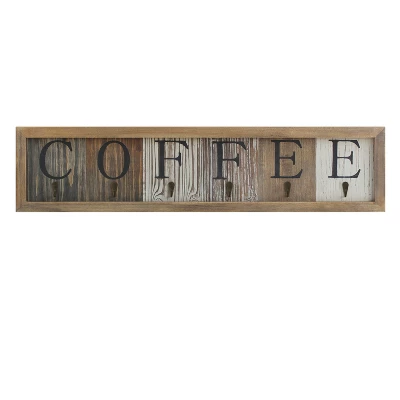 Merrick Lane Pheltz Wooden Wall Mount 6 Cup Distressed Wood Grain Printed COFFEE Mug Organizer With Metal Hanging Hooks, No Assembly Required 10 Merrick Lane Pheltz Wooden Wall Mount 6 Cup Distressed Wood Grain Printed COFFEE Mug Organizer With Metal Hanging Hooks, No Assembly Required - Image 8