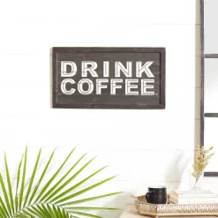 Farmhouse Wood Coffee Sign Wall Decor Brown - Olivia & May